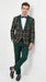 Mens Tartan Green and Brown Blue Plaid Tuxedo Dinner Jacket Set – Checkered Prom Blazer with Dark Green Pants Formal Wedding Party Wear