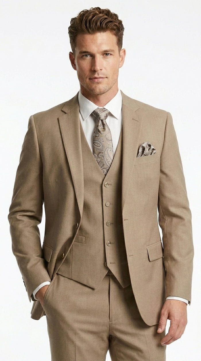 Big And Tall Men's Plus Size Men's Suits For Big Guys Beige