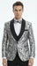 Mens Black and Silver Floral Tuxedo – Luxury Patterned Wedding, Prom and Formal Dinner Tuxedo