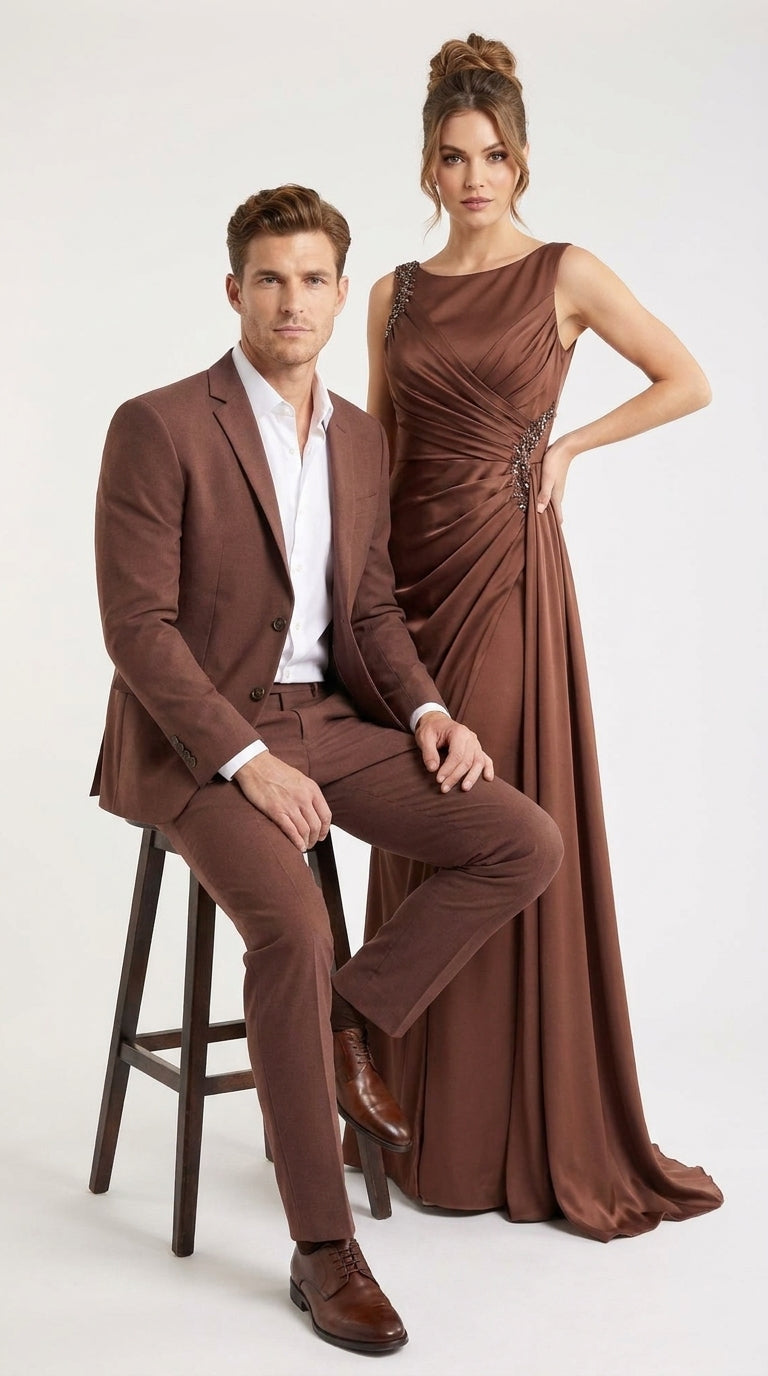 Men’s Coffee Brown 2-Piece Suit – Two-Button Wedding, Business and Formal Suit