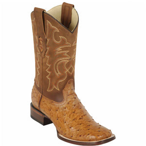 Amber Ostrich Square Toe Boots