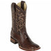 Brown Ostrich Leg Square Toe Boots