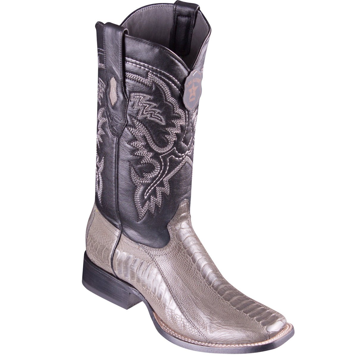 Ostrich Leg Square Toe Cowboy Boots Olive Green