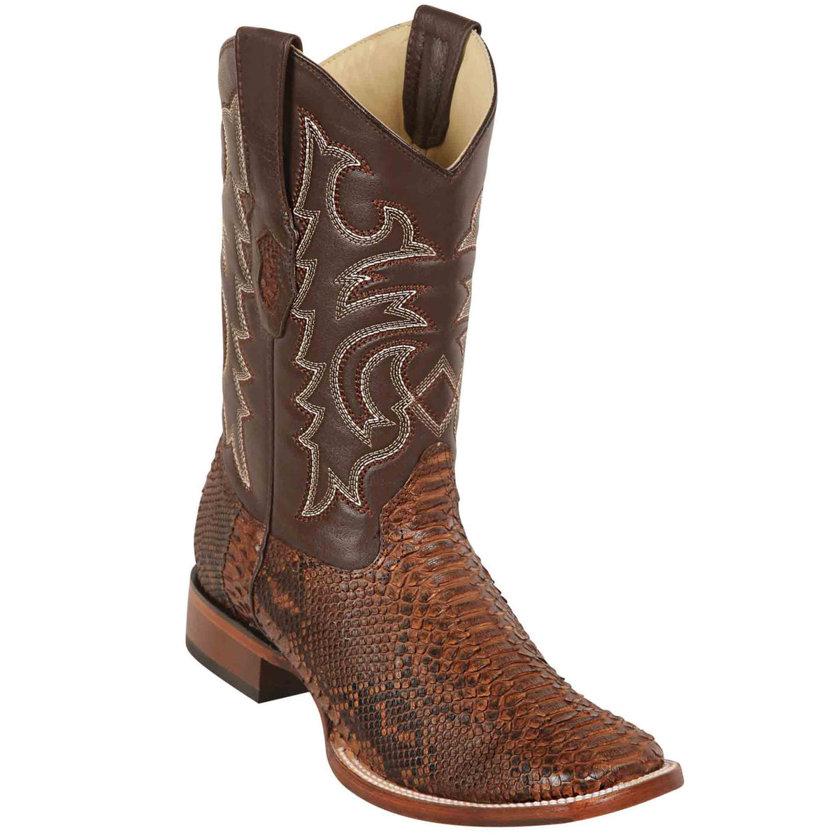 Brown Square Toe Western Boots Snakeskin — MensUSA