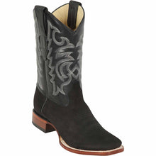 Nubuck Black Square Toe Western Boots