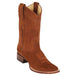 Square Toe Cowboy Suede Boots Cognac