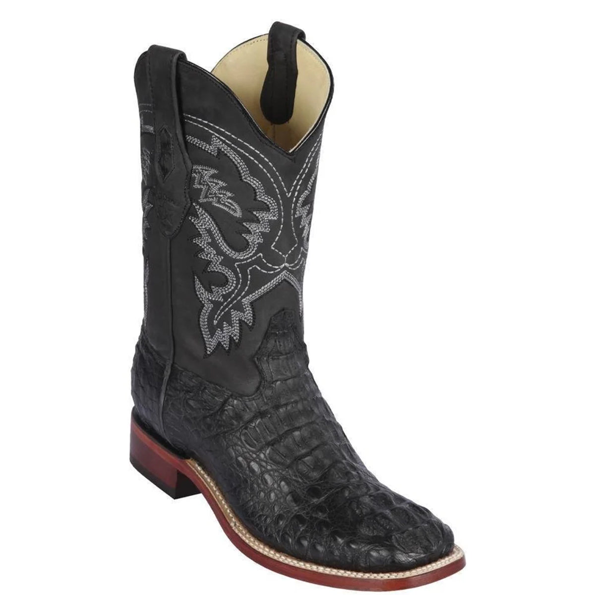 Black Hornback Caiman Boots - Square Toe