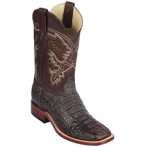 Brown Hornback Caiman Boots - Square Toe