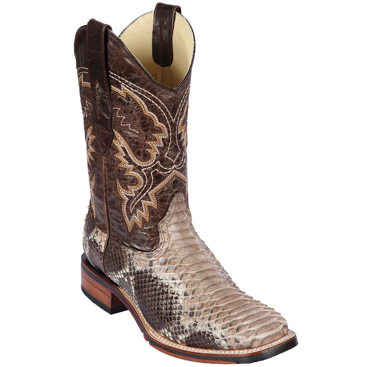 Botas de Piton Original Horma Ranchera Cuadrada Ancha Suela TPU