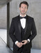 Mens Wool One Button Shawl Tuxedo with Double Breasted Vest in Black
