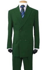 Mens Classic Fit Double-Breasted Poplin Suit in Olive Green