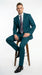 Discounted Sale Clearance Men's Two Buttons Dark Teal 2-piece suit Flat Front Pants