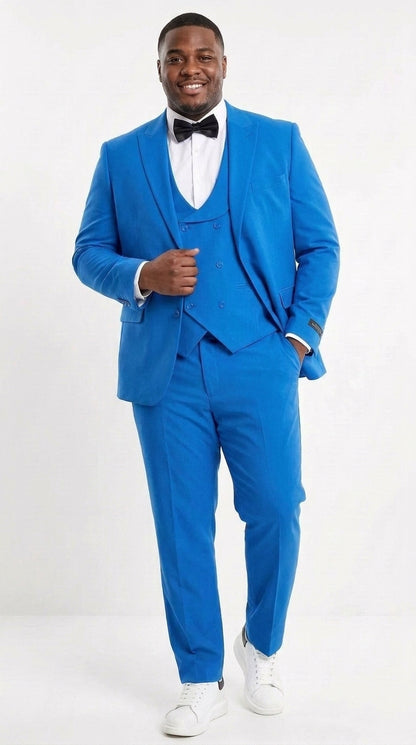 Tazzio Men’s French Color Royal Blue Peak Lapel Skinny Fit Suit – 2-Piece Wedding, Prom & Formal Suit indigo Cobalt Blue