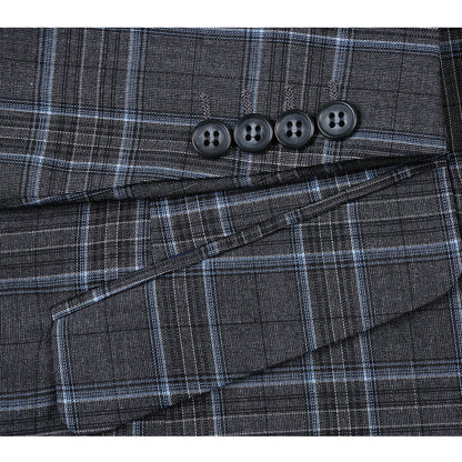 293-28 Men's Slim Fit Checked Suits - Image 8
