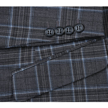 293-28 Men's Slim Fit Checked Suits - Image 8