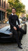 Men’s Black Dress Shirt with White Contrast Collar | French Cuff Cotton Poplin Formal Button-Up Shirt