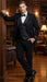Men's Black Vested Tuxedo Suit with Patterned Lapel – Classic Formal Suit for Wedding, Party and Evening Events