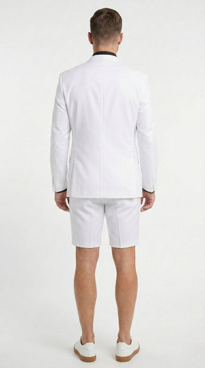 Men's White Tuxedo Suit With Shorts – Modern Formal Blazer and Short Pants Set Wedding, Prom 2026 Summer Fabric 34 or Extra Small