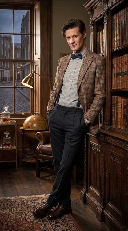 Men’s Brown Tweed Blazer Matt Smith Inspired Jacket – Classic Vintage Style Casual Formal Blazer, Smart Office Party Wear