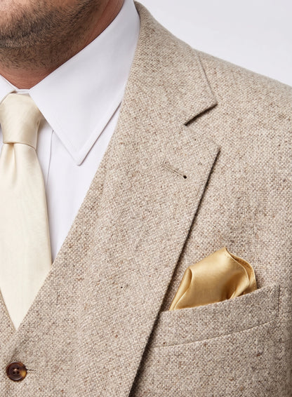 Men’s Light Tan Tweed Great Gatsby 3 Piece Suit – Vintage Vested Wedding Suit, 1920s Classic Formal Outfit Herringbone