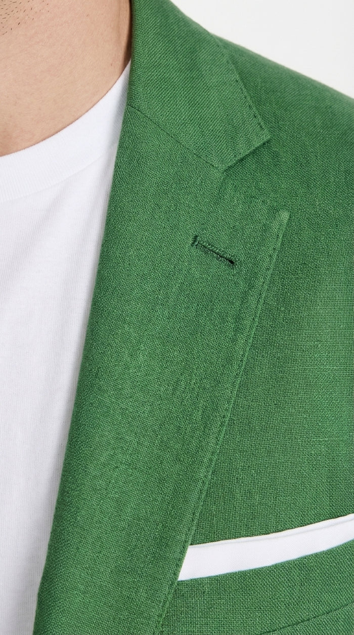 Men’s Emerald Green Linen Suit Set – Lightweight Summer Blazer and Pants, Casual Formal Summer Suit, Breathable Wedding Party Outfit