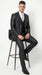 Men’s Black Three Piece Suit – Modern Fit 3PC Formal Suit with Vest for Wedding, Prom and Business Events Sharkskin Shiny Fabric