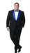Men’s Black Tuxedo with Royal Blue Shawl Lapel | Modern Formal Dinner Jacket Suit + Pants for Weddings, Proms