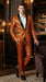 Mens Orange Sequin Tuxedo Suit – Shiny Wedding Suit Set with Black Lapel for Prom, Party, Gala and Formal Evening Wear - Goldish Orange