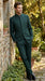 Men’s Olive Green Tuxedo Mandarin Collar Suit – Modern Nehru Style Formal Suit for Wedding Banded Collar
