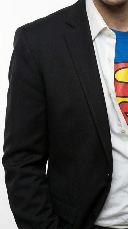 Mens Black Blazer – Clark Kent Inspired Smart Casual Office Blazer for Men Classic Everyday Formal Jacket