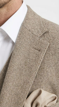 Men’s Light Beige Herringbone Tweed Suit with Vest – Classic Three Piece Formal Suit, Vintage Business Wedding Outfit, Elegant Smart Casual Wear