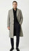 Men’s Grey Herringbone Long Overcoat – Tweed Black and White Pattern Wool Topcoat Three Qaurter