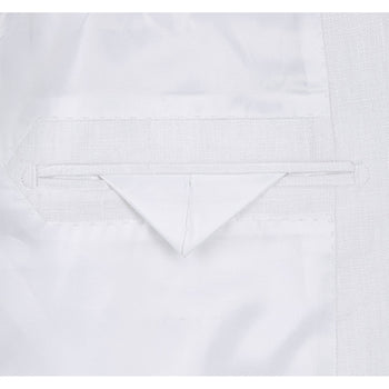 601-20 Men's Notch Lapels White Solid Linen Suits - Image 8