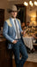 Men’s Steel - Light Blue and Bone Color Western Cowboy Blazer – Shiny Country Style Dress Jacket for Rodeo Saco De Hombre Vaquero
