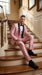 Men’s Blush Pink Shiny 3 Piece Suit with Black Shawl Lapel | Light Pink Prom Suit Sharkskin Fabric - Ultra Slim Fit