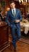 Men’s Indigo Blue Sharkskin Suit – Textured Shiny Formal Suit for Wedding, Business, 2 Buttons Slim Fitted