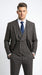 Vitali Men’s Brown Grey with blue Check 3 Piece Suit – Classic Plaid Formal Suit Set with Blazer, Vest & Trousers, Business Wedding Party Wear for Men Modern Fit