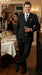 Men’s Black Pinstripe Double Breasted Suit – Peak Lapel Classic Fit Formal Business Conservative settle stripe