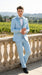 Sky Blue Prom Tuxedo - Perfect Wedding Suit Vested Rhinestone sequin Lapelled