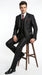 Men’s Black Shiny 3 Piece Tuxedo Groom Suit, Formal Vest Suit for Weddings, Prom, Black Tie Events, Black Lapel