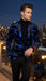 Men’s Black and Royal Blue Patterned Blazer – Paisley Floral Sport Coat Prom Jacket