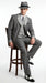 Men’s Grey Pinstripe 1920s Gangster 3 Piece Suit, Contrast Lapel Vintage Formal Suit for Parties, Prom, Weddings, and Theme Events