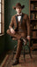 Men’s Light Brown Western Tuxedo 3 Piece Suit with Black Peak Collar Lapel, Country Look Cowboy Suit