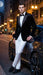 Men’s Black Velvet Tuxedo Blazer with Studded Lapel – Formal Evening Jacket