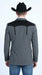 Men’s Dark Charcoal Western Blazer with Black Suede Yokes, Cowboy Sport Coat for Ranch Wedding and Country Events By Platini