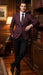 Men’s Burgundy Check Blazer – Windowpane Plaid blazer in Maroon Wine Color