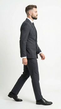 Men’s Black Pinstripe Double Breasted Suit – Classic Formal Business Suit Office and Evening Wear Modern Fit Conservative pattern