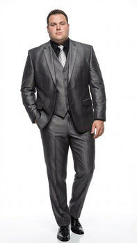 Mens Charcoal Gray Suit With Sheen -  | Shiny Texture Fabric Three Piece Wedding and Party Business - Image 5