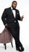 Men’s Black Uniform Tuxedo – One-Button Satin Lapel Formal Suit for Weddings, Prom and Events