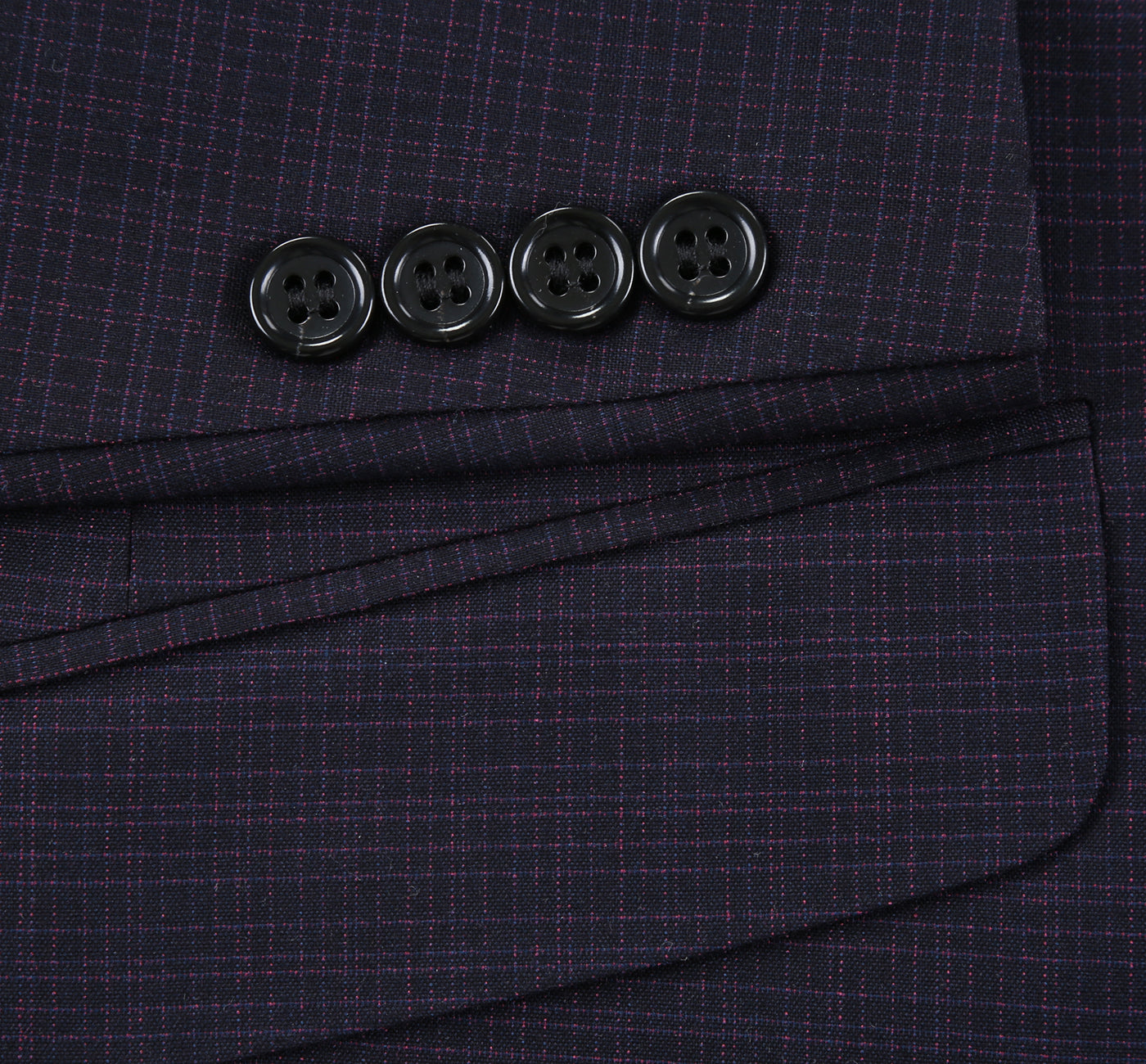 293-13 Men's Classic Fit Single Breasted Black Micro Check Notch Lapel Suits - Image 8